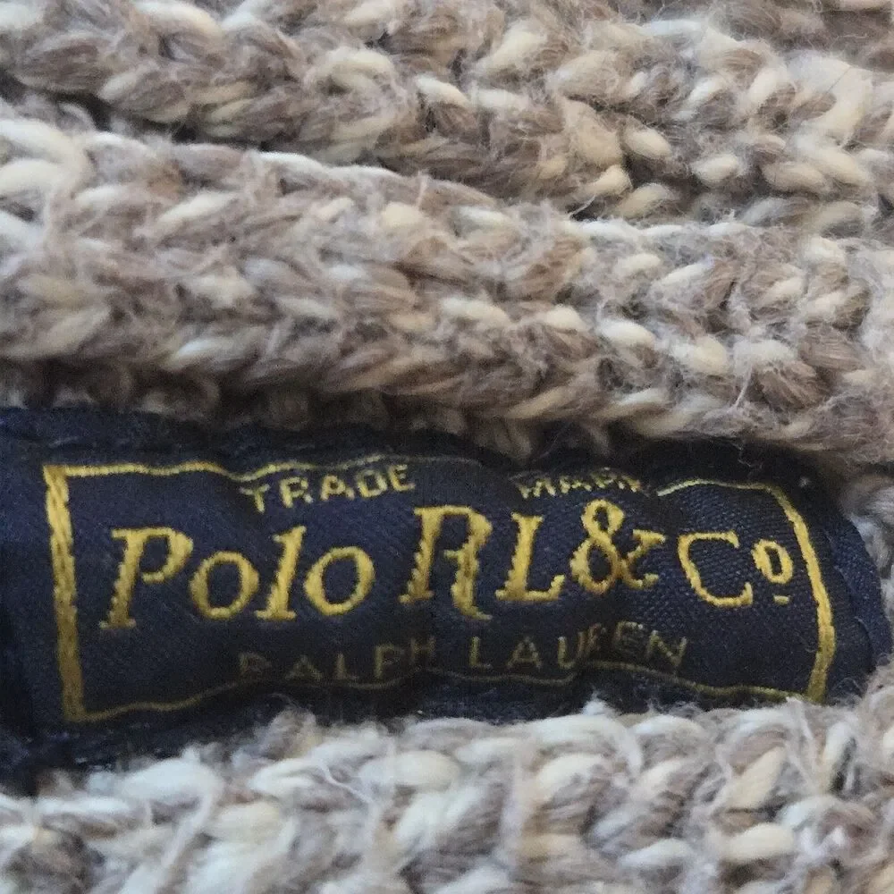 Vintage Polo RL & Co Men's XL Oatmeal Chunky Knit Shawl Collar Cardigan Sweater